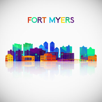 Fort Myers skyline silhouette in colorful geometric style. Symbol for your design. Vector illustration.