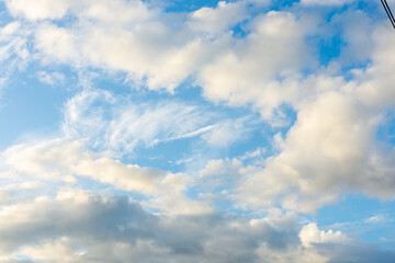 Obraz premium dark blue sunset sky with rain clouds.