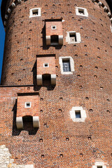 Brick tower at the castle in Krakow.