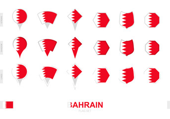 Collection of the Bahrain flag in different shapes and with three different effects.