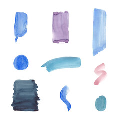 Abstract drawing of watercolor blue stain on white background. Watercolor texture. Background. Isolated