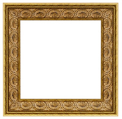 Old style vintage golden frame isolated on a white background