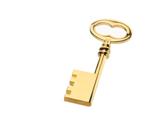metal golden key isolated on white - 466479670