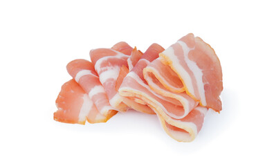Italian prosciutto crudo, jamon ,Raw ham Isolated on white background with clipping path.