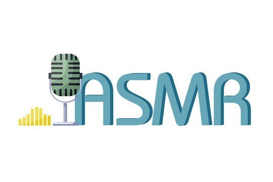 Autonomous Sensory Meridional Response. ASMR Logo. Microphone And Sound Graph.