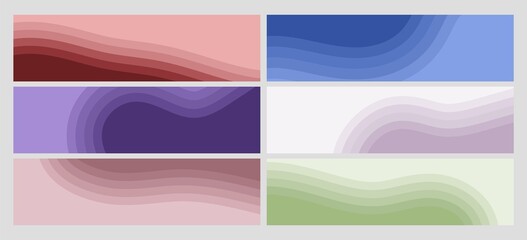 Horizontal wave banners. Abstract business blank flyers template. Pastel colors decorative cards, vector presentation backgrounds