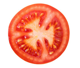 Tomato slice isolated on white background with clipping path.