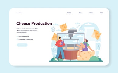 Cheese maker web banner or landing page. Professional chef