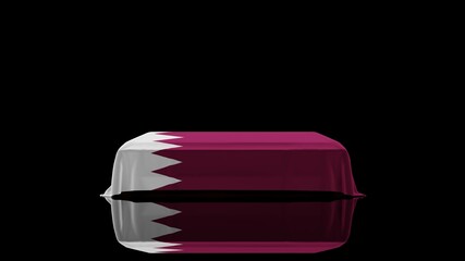 3D rendering of a casket on a Black Background covered with the Country Flag of Qatar
