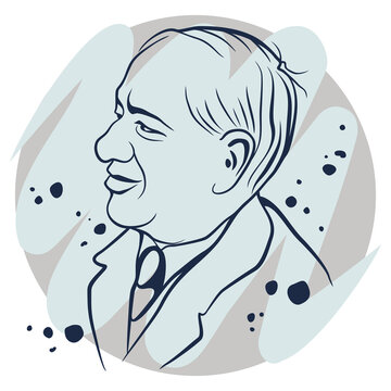 Vector portrait of Russian Soviet children's writer Korney Chukovsky. Hand-drawn sketch on October 28, 2021 in Tula.