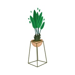 Houseplant in a pot. Vector illustration in flat style.
