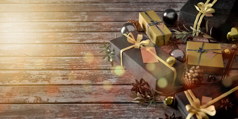 Christmas background with christmas decoration - 3d rendering