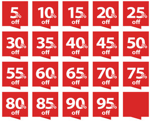 Set of discount tags in red color. Vector	
