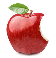 Bitten red apple, isolated on white background