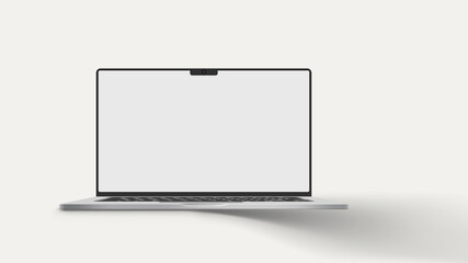 modern new realistic opened laptop on white