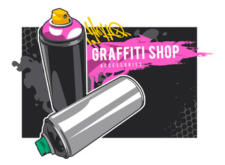Graffiti Banner With Spray Cans