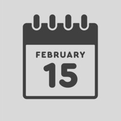 Icon day date 15 February, template calendar page
