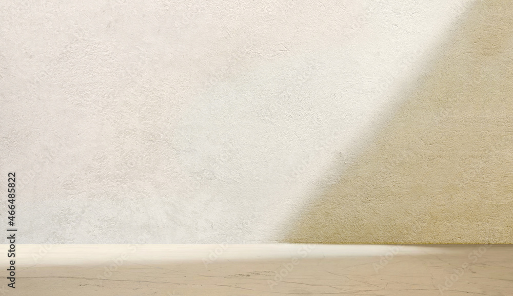 Poster minimal abstract background for product presentation. shadow on beige plaster wall.