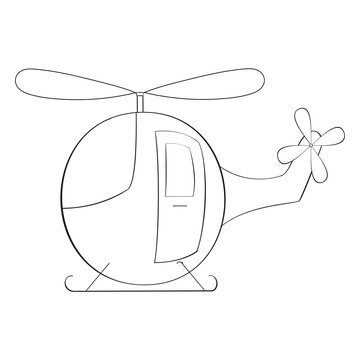 An outline vector illustration of a toy helicopter isolated on transparent background. Designed in black and white colors for web concepts, prints, wraps, templates.