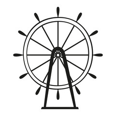 An outline vector illustration of a ship wheel isolated on transparent background. Designed in black and white colors for web concepts, prints, wraps, templates.