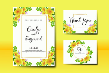 Modern Wedding invitation Card Template Yellow Hibiscus Flower