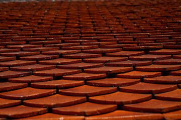 Perspectives, patterns and textures of ancient tile roofs for background
