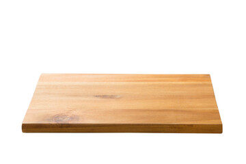 aged dark chopping board out of wood. isolated in white background. perspective view