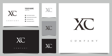 initial XC logo and business card