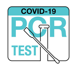 COVID-19 PCR test square sticker in thin line