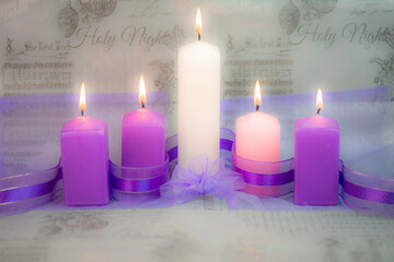Advent candles for Christmas - fifth candle lit