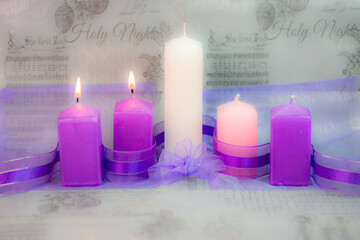 Advent candles for Christmas - second candle lit