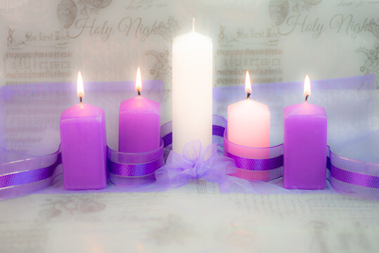 Advent candles for Christmas - fourth candle lit