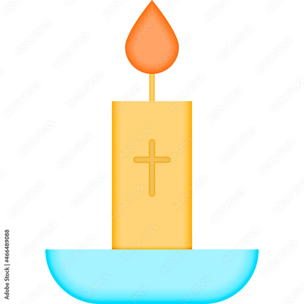 Poster candle cross color icon. simple color vector elements of religious holiday for ui and ux, website or
