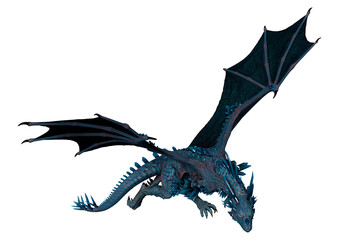 3D Rendering Fairy Tale Dragon on White