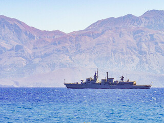Warship of the hellenic naviy of the coast of crete
