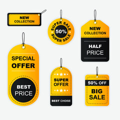Realistic sales label set