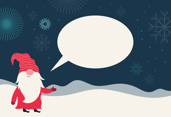 Cute Christmas gnome and bubble for your text