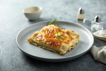 Traditional homemade meatless lasagna on a plate