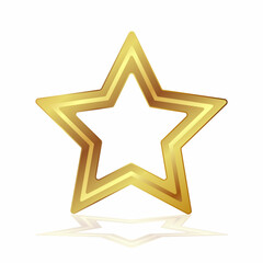 Gold star with an empty center. 3 D. Vector illustration.