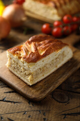 Traditional homemade Russian pie with cabbage