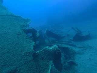 Fototapeta na wymiar Diving the HMS Rawnsley Wreck off crete