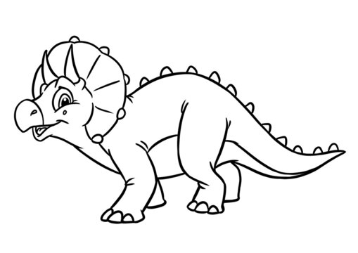 Herbivorous dinosaur Triceratops illustration cartoon coloring