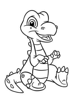 Little dinosaur cub sitting illustration cartoon coloring