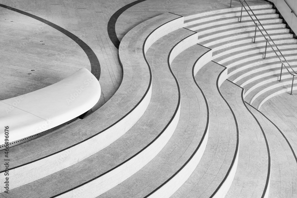 Poster Stairway of modern architecture. Building abstract background