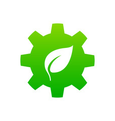 green gear with eco leaf