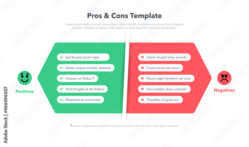Poster Simple pros and cons template with place for your content. Easy to use for your website or presentation.