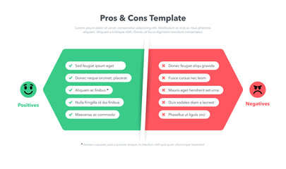 Simple pros and cons template with place for your content. Easy to use for your website or presentation. - obrazy, fototapety, plakaty