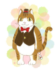 チラシやかわいいpopな広告に向いている手描きのオス猫