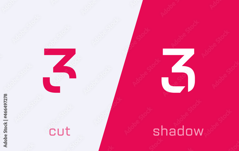 Poster set of number 3 minimal logo icon design template elements