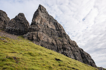 The Quiraing is a landslip on the eastern face of Meall na Suiramach, the northernmost summit of the Trotternish on the Isle of Skye, Scotland. UK.
